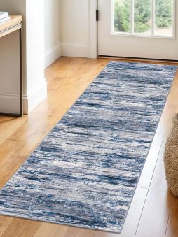 2x6 Navy Blue Gray Neutral Multi Modern Abstract Runner Rug for Hallways, Super Soft Hallway Decor Kitchen Rugs with Non-Slip, Non-Shedding Washable Rug for Entryway Bedroom Indoor