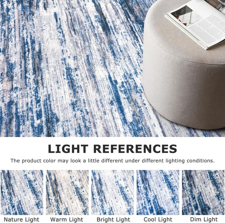2x6 Navy Blue Gray Neutral Multi Modern Abstract Runner Rug for Hallways, Super Soft Hallway Decor Kitchen Rugs with Non-Slip, Non-Shedding Washable Rug for Entryway Bedroom Indoor - Image 4