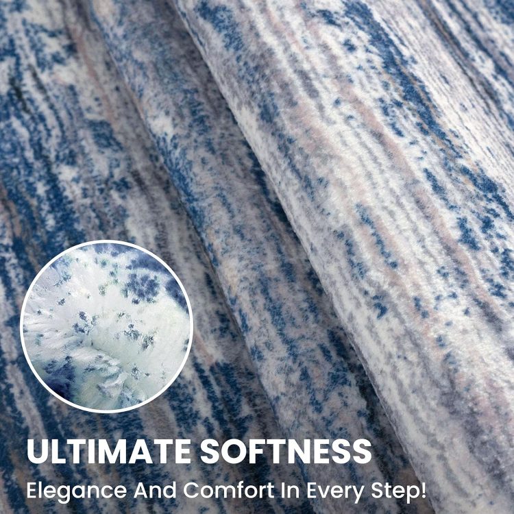 2x6 Navy Blue Gray Neutral Multi Modern Abstract Runner Rug for Hallways, Super Soft Hallway Decor Kitchen Rugs with Non-Slip, Non-Shedding Washable Rug for Entryway Bedroom Indoor - Image 7