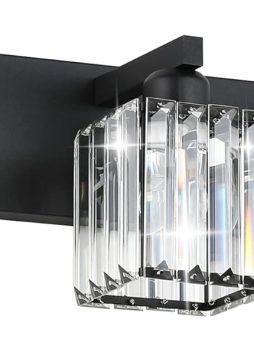 Aipsun Black Vanity Light Bathroom Lighting Fixtures 3 Light Crystal Modern Bathroom Vanity Light (Exclude Bulb)