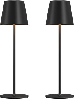 Cordless Table Lamp Rechargeable Black - KK 2 Pack 5000mAH Battery Operated Lamp for Counter, 3 Color Stepless Dimming Waterproof LED Wireless Lamp for Dining Kitchen, Outdoor Patio, Touch Control