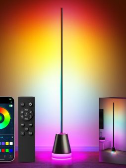 Keepsmile Smart RGB LED Corner Floor Lamp,172 LEDs Bright Standing Lamps for Living Room with APP and Remote,Modern Floor Lamp with Music Sync and 16 Million Colors, Ambient Lighting for Bedroom