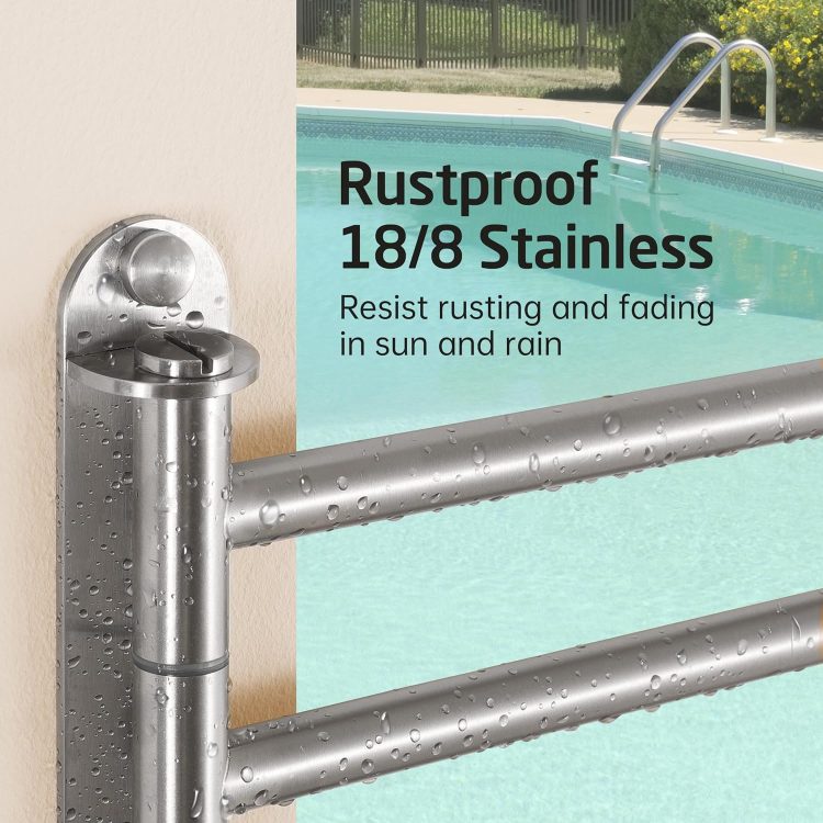 KES Extra Long Swivel Towel Bar 19.5" 4-Arm, Swing Out Towel Rack for Bathroom Wall, Hand Towel Holder for Multiple Towels, SUS304 Stainless Steel Brushed Finish, A2103S4L50-2 - Image 6