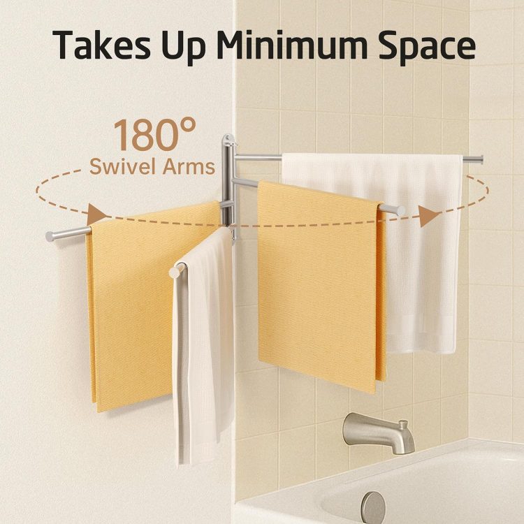 KES Extra Long Swivel Towel Bar 19.5" 4-Arm, Swing Out Towel Rack for Bathroom Wall, Hand Towel Holder for Multiple Towels, SUS304 Stainless Steel Brushed Finish, A2103S4L50-2 - Image 8