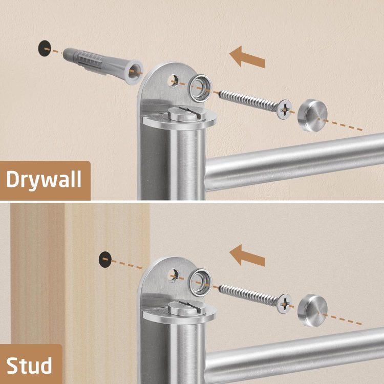 KES Extra Long Swivel Towel Bar 19.5" 4-Arm, Swing Out Towel Rack for Bathroom Wall, Hand Towel Holder for Multiple Towels, SUS304 Stainless Steel Brushed Finish, A2103S4L50-2 - Image 9