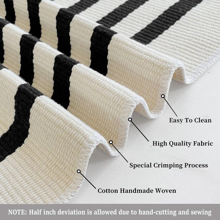 KILOCOCO Beige Striped Rug 3x5 Indoor Outdoor Rugs Front Door Rugs Hand Woven Cotton Washable Striped Layered Doormats for Front Porch/Kitchen/Farmhouse/Entryway/Patio - Image 4