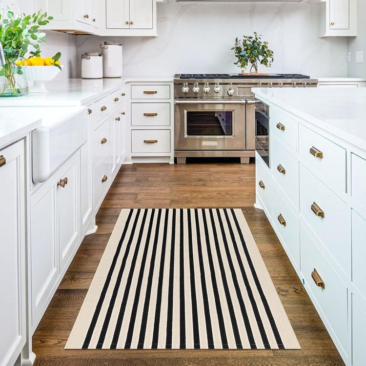 KILOCOCO Beige Striped Rug 3x5 Indoor Outdoor Rugs Front Door Rugs Hand Woven Cotton Washable Striped Layered Doormats for Front Porch/Kitchen/Farmhouse/Entryway/Patio - Image 6