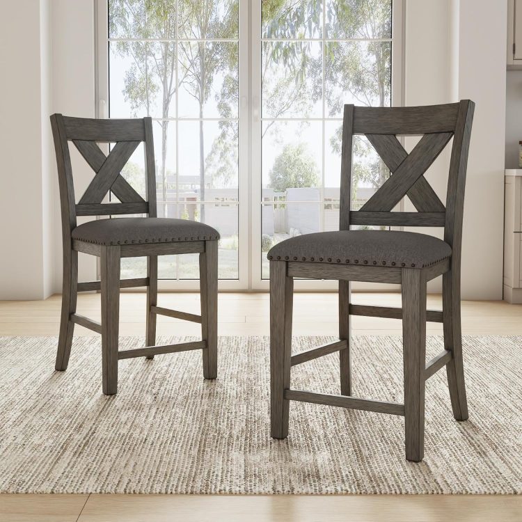 Signature Design by Ashley Caitbrook Rustic 24.4" Counter Height Upholstered Barstool, 2 Count, Gray - Image 2