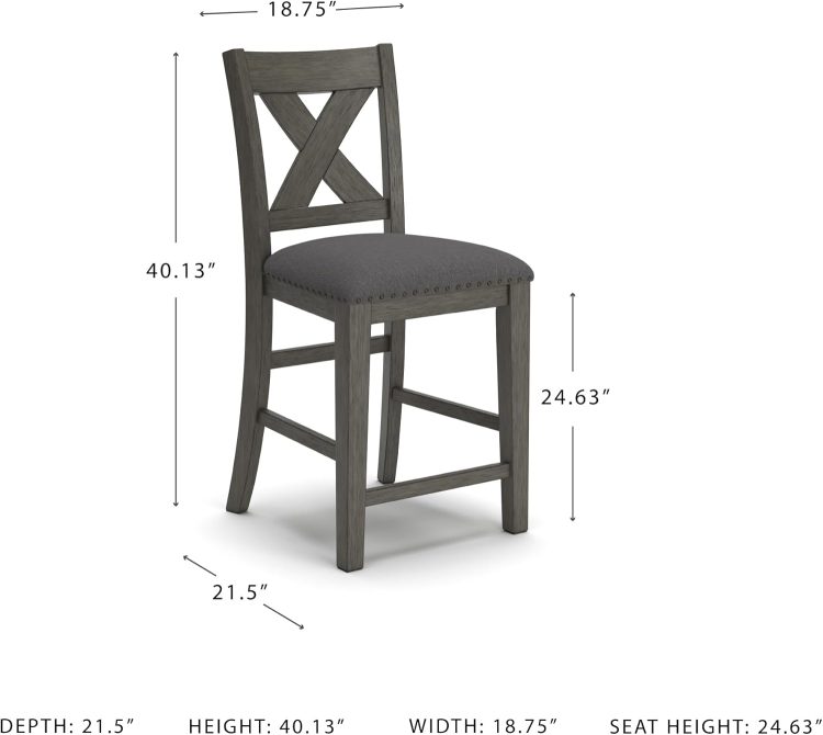 Signature Design by Ashley Caitbrook Rustic 24.4" Counter Height Upholstered Barstool, 2 Count, Gray - Image 3