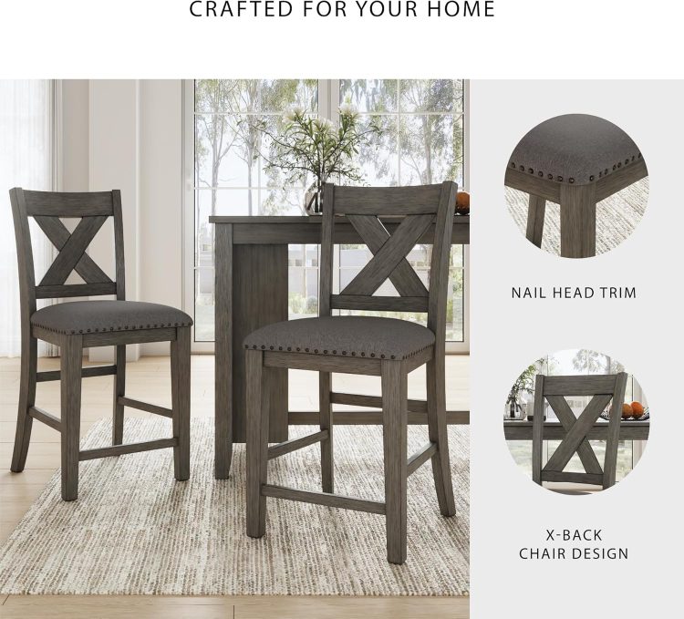 Signature Design by Ashley Caitbrook Rustic 24.4" Counter Height Upholstered Barstool, 2 Count, Gray - Image 5