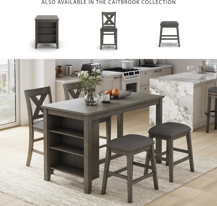 Signature Design by Ashley Caitbrook Rustic 24.4" Counter Height Upholstered Barstool, 2 Count, Gray - Image 6