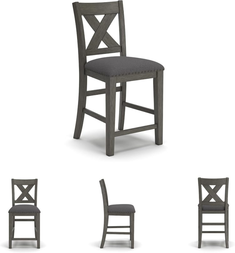 Signature Design by Ashley Caitbrook Rustic 24.4" Counter Height Upholstered Barstool, 2 Count, Gray - Image 7