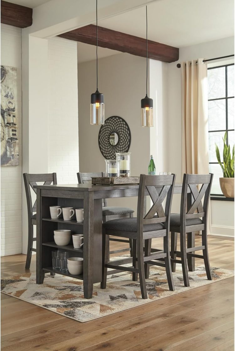 Signature Design by Ashley Caitbrook Rustic 24.4" Counter Height Upholstered Barstool, 2 Count, Gray - Image 9