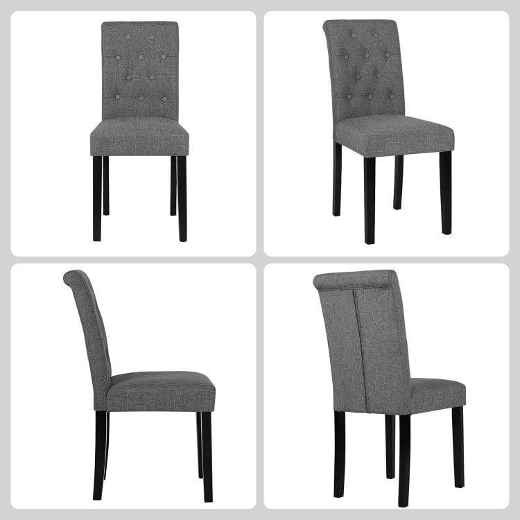 thksbought Set of 6 Upholstered Fabric Dining Chairs with Button-Tufted Details (Set of 6 Gray) - Image 7